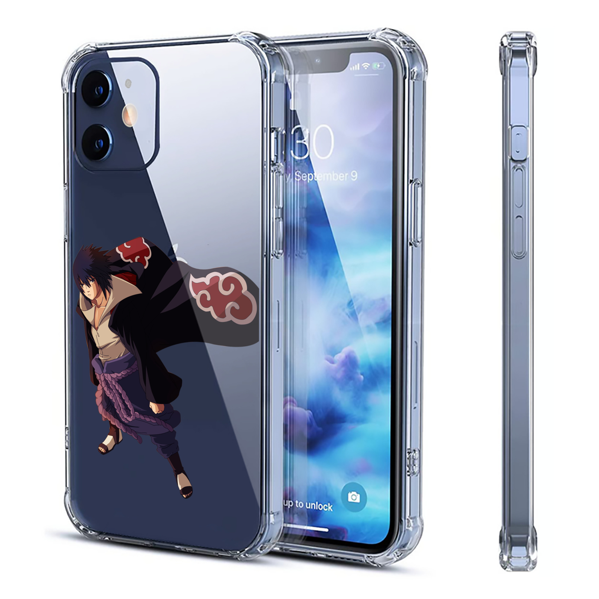 （画像用） NARUTO -ナルト- うちは サスケ Uchiha Sasuke 【iPhone 12シリーズ対応】透明スマホケース（クリアソフトケース）